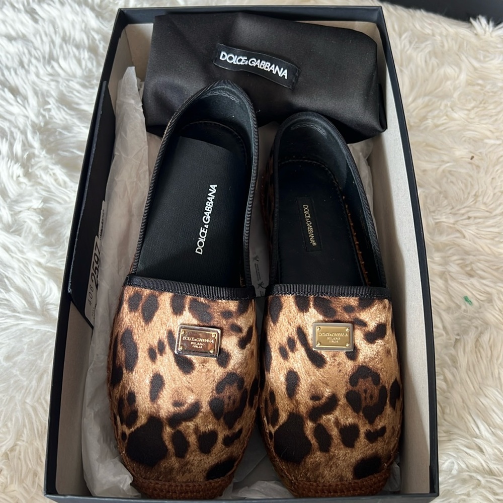 Dolce & Gabbana shoes, leopard loafers with woven lowers. Brand new with tags.